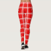 Rood raamvenster geruite rasterstrepen Patroonontw Leggings (Achterkant)