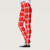 Rood raamvenster geruite rasterstrepen Patroonontw Leggings (Links)