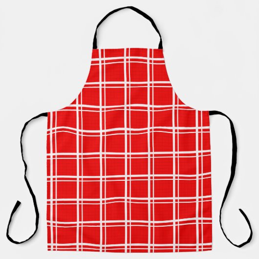 Rood raamvenster geruite rasterstrepen Patroonontw Schort (Voorkant)