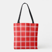 Rood raamvenster geruite rasterstrepen Patroonontw Tote Bag (Achterkant)