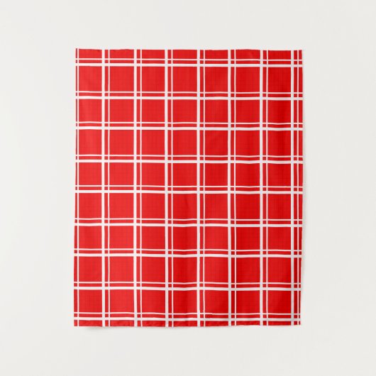 Rood raamvenster geruite rasterstrepen Patroonontw Wandkleed (Voorkant)