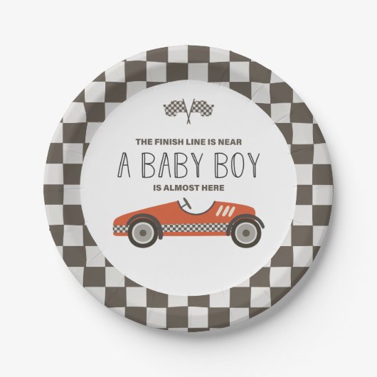  rood race auto Baby shower Papieren Bordje (Voorkant)