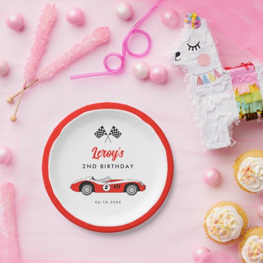 rood race auto jongen verjaardagsfeestje papieren bordje (Feest)