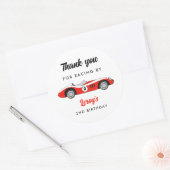 Rood  Race Car Boy 2e Verjaardag Ronde Sticker (Envelop)
