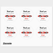Rood  Race Car Boy 2e Verjaardag Ronde Sticker (Vel)