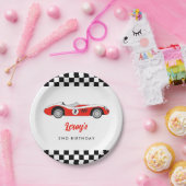 Rood  Race Car Boy 2e Verjaardagsfeestje Papieren Bordje (Feest)
