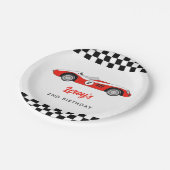 Rood  Race Car Boy 2e Verjaardagsfeestje Papieren Bordje (Gekanteld)