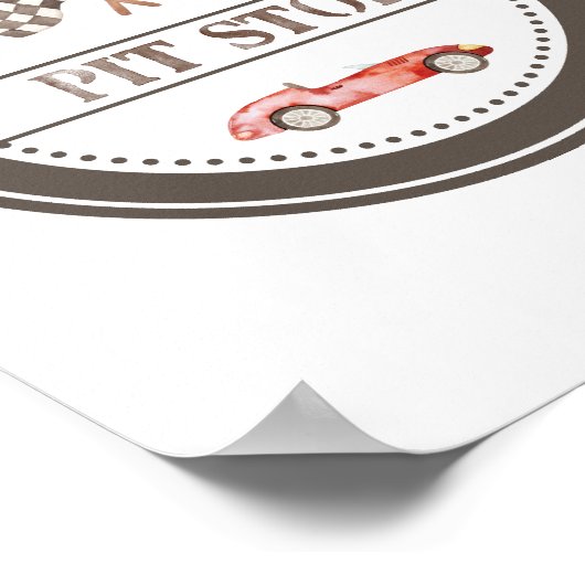 Rood raceautopitstopbord poster (Hoek)