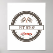 Rood raceautopitstopbord poster (Voorkant)