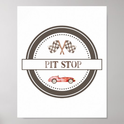 Rood raceautopitstopbord poster (Voorkant)