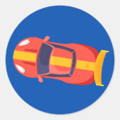 Rood Racing Auto Racetrack Baby Jongen Toewijding Ronde Sticker (Voorkant)