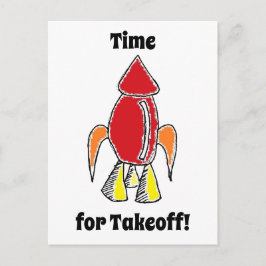 Rood Raketschip Ruimteschip Schattigee Cartoon Briefkaart