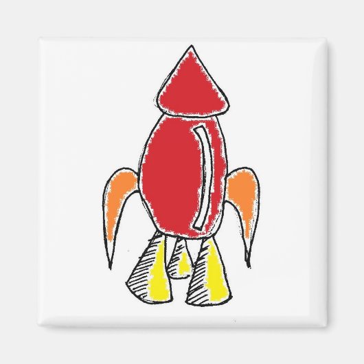 Rood Raketschip Ruimteschip Schattigee Cartoon Magneet (Voorkant)