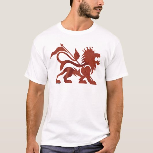 Rood Ras Lion T-shirt door Skidone (Voorkant)