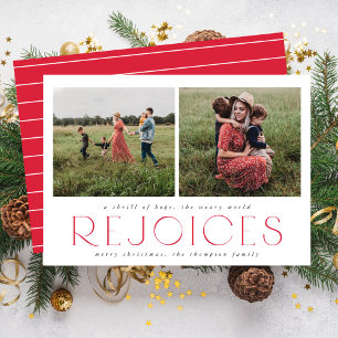 Rood-religieuze kerstKaart met twee foto's Kaart