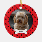 Rood Rendier Custom Pet Puppy Dog Foto Keramisch Ornament (Voorkant)