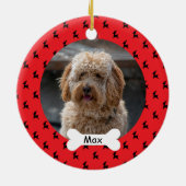 Rood Rendier Custom Pet Puppy Dog Foto Keramisch Ornament (Achterkant)