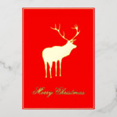 Rood rendier Elegant Goud Folie Feestdagenkaart (Voorkant)