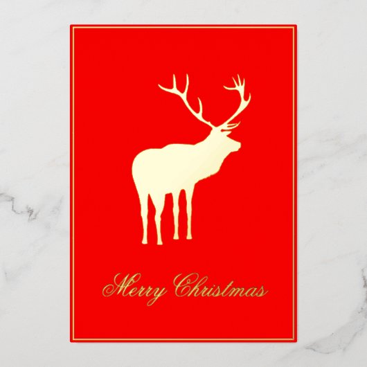 Rood rendier Elegant Goud Folie Feestdagenkaart (Voorkant)