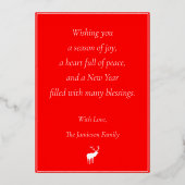 Rood rendier Elegant Goud Folie Feestdagenkaart (Achterkant)