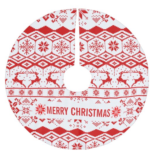 Rood rendier gebreid patroon kerstboom rok (Voorkant)