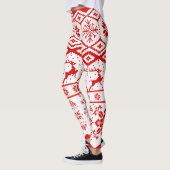 Rood rendier gebreid patroon leggings (Links)