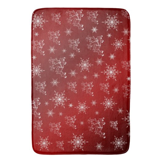 rood, rendier, ster, sterren, sneeuwvlok, kerst badmat (Voorkant Verticaal)
