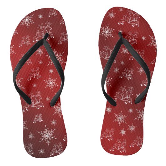 rood, rendier, ster, sterren, sneeuwvlok, kerst teenslippers (Voetbed)