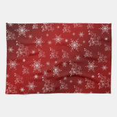 rood, rendier, ster, sterren, sneeuwvlok, kerst theedoek (Horizontaal)