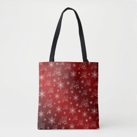 rood, rendier, ster, sterren, sneeuwvlok, kerst tote bag (Voorkant)