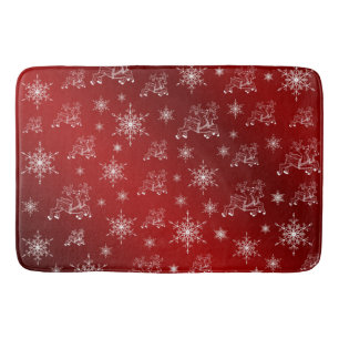rood, rendier, ster, sterren, sneeuwvlok, kerstmis badmat