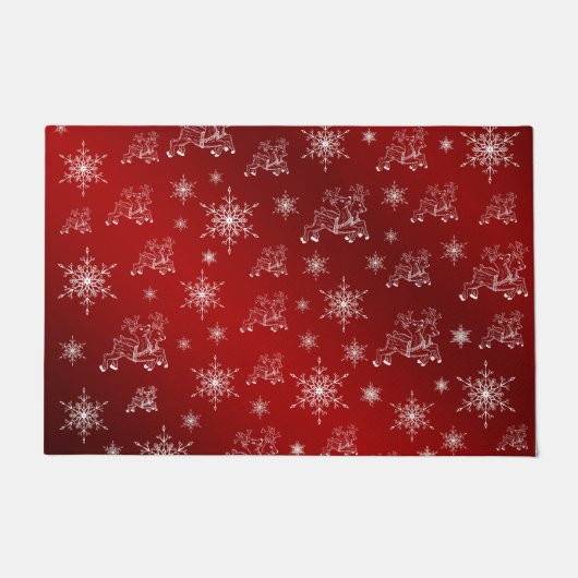 rood, rendier, ster, sterren, sneeuwvlok, kerstmis deurmat (Voorkant)