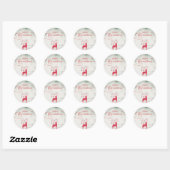Rood Rendier Zilver Sneeuwvlokken Groene Kerst Ronde Sticker (Vel)