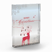 Rood Rendier Zilveren Sneeuwvlokken Kerstmis Fotoblokken (Links)