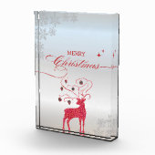 Rood Rendier Zilveren Sneeuwvlokken Kerstmis Fotoblokken (Rechts)