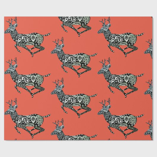 Rood rendierpapier met kerstmis cadeaupapier (Vlak)