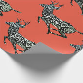 Rood rendierpapier met kerstmis cadeaupapier (Hoek)