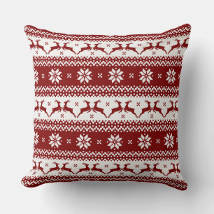 Rood rendiersnowflake Omkeerbare PIllow Kussen