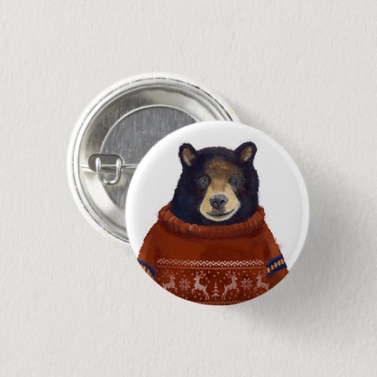 Rood rendierzweet Beer Ronde Button 3,2 Cm (Voorkant /achterkant)