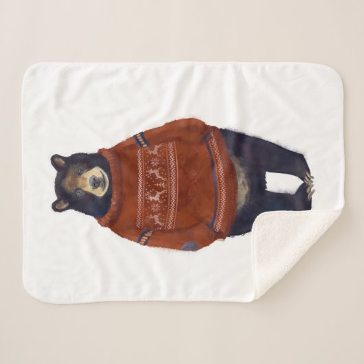 Rood rendierzweet Beer Sherpa Deken (Voorkant (horizontaal))