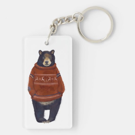 Rood rendierzweet Beer Sleutelhanger (achterkant)