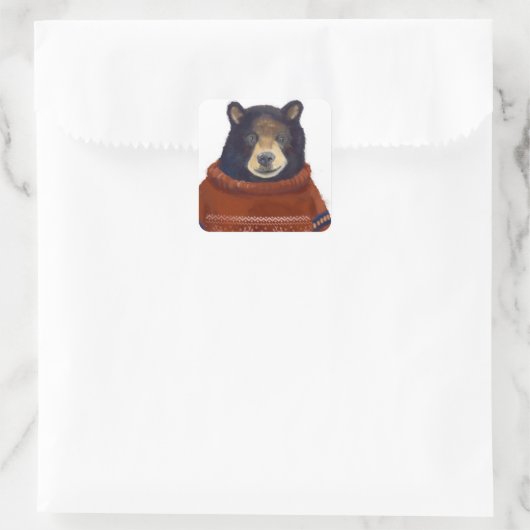 Rood rendierzweet Beer Vierkante Sticker (Tas)