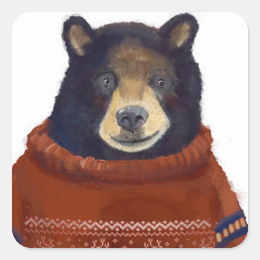 Rood rendierzweet Beer Vierkante Sticker (Voorkant)