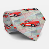 Rood retro 1957 Corvette Stropdas (Opgerold)