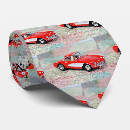 Rood retro 1957 Corvette Stropdas (Opgerold)