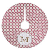 Rood Retro Patroon Monogram Initiaal Boom Rok Kerstboom Rok (Voorkant)