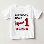  rood retro vliegtuig 1e verjaardagsfeestje (Voorkant)