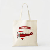  rood retro vliegtuig Kinder Tote Bag (Voorkant)