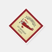  rood retro vliegtuig verjaardagsfeestpapier servet (Hoek)