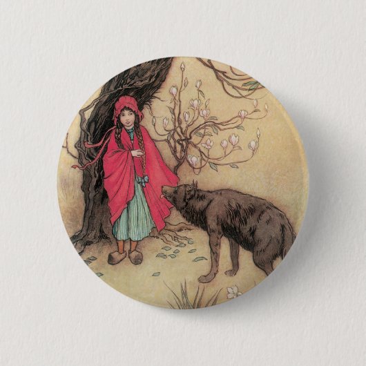 Rood Ridderhout van Warwick Goble Ronde Button 5,7 Cm (Voorkant)
